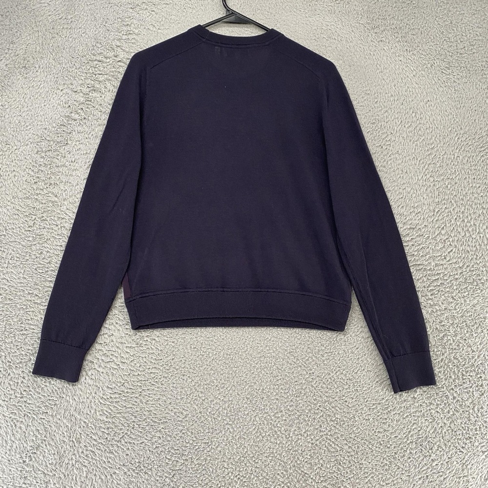 Theory Project Sweater Womens Small Purple Silk Front Merino Wool Knit Crewneck - Picture 8 of 12